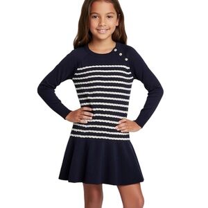 Nautica Navy and Cream Striped Casual Dress